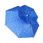 2-Layer Outdoor Foldable Sun Umbrella Hat Fishing Camping Headwear Cap Head Hat - Blue