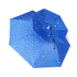 2-Layer Outdoor Foldable Sun Umbrella Hat Fishing Camping Headwear Cap Head Hat - Blue - Rear View