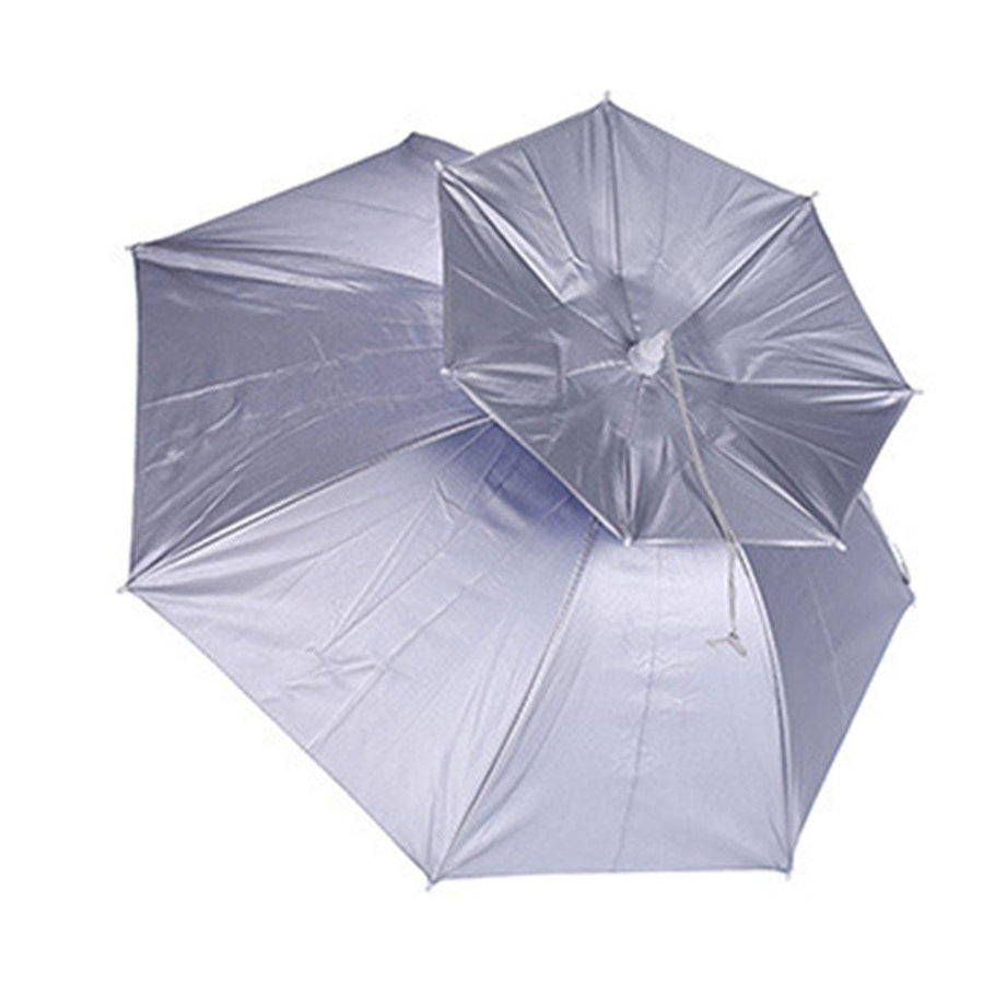 2-Layer Outdoor Foldable Sun Umbrella Hat Fishing Camping Headwear Cap Head Hat - Blue
