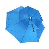 2-Layer Outdoor Foldable Sun Umbrella Hat Fishing Camping Headwear Cap Head Hat - Blue - Low Angle