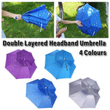 2-Layer Outdoor Foldable Sun Umbrella Hat Fishing Camping Headwear Cap Head Hat - Silver