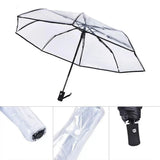 Transparent Folding Umbrella Compact Tri Fold Design Clear Rain Protection Cover - Manually operated-Black - Extra Image