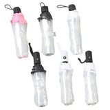 Transparent Folding Umbrella Compact Tri Fold Design Clear Rain Protection Cover - Manually operated-Pink - Side View