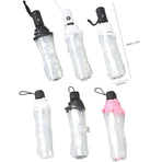 Transparent Folding Umbrella Compact Tri Fold Design Clear Rain Protection Cover - Manually operated-Pink