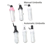 Transparent Folding Umbrella Compact Tri Fold Design Clear Rain Protection Cover - Manually operated-Pink - 45-Degree Angle