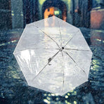 Transparent Folding Umbrella Compact Tri Fold Design Clear Rain Protection Cover - Manually operated-Pink