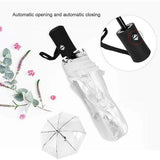 Transparent Folding Umbrella Compact Tri Fold Design Clear Rain Protection Cover - Manually operated-Pink - Extra Image