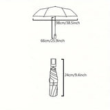 Stripe Sun Umbrella Rainy Folding Umbrella Women Sunscreen Black Rubber Sunshade - Side View