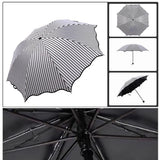 Stripe Sun Umbrella Rainy Folding Umbrella Women Sunscreen Black Rubber Sunshade - Extra Image