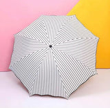 Stripe Sun Umbrella Rainy Folding Umbrella Women Sunscreen Black Rubber Sunshade - Extra Image