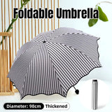 Stripe Sun Umbrella Rainy Folding Umbrella Women Sunscreen Black Rubber Sunshade - Extra Image