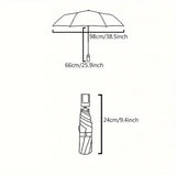 Stripe Sun Umbrella Rainy Folding Umbrella Women Sunscreen Black Rubber Sunshade - Side View