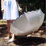 Stripe Sun Umbrella Rainy Folding Umbrella Women Sunscreen Black Rubber Sunshade - Top-Down View