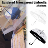 Clear Dome Umbrella Wedding Party Transparent Parasol Handle Waterproof Rain - White