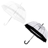 Clear Dome Umbrella Wedding Party Transparent Parasol Handle Waterproof Rain - White - Front View