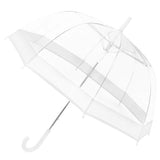 Clear Dome Umbrella Wedding Party Transparent Parasol Handle Waterproof Rain - White - Close-Up Angle