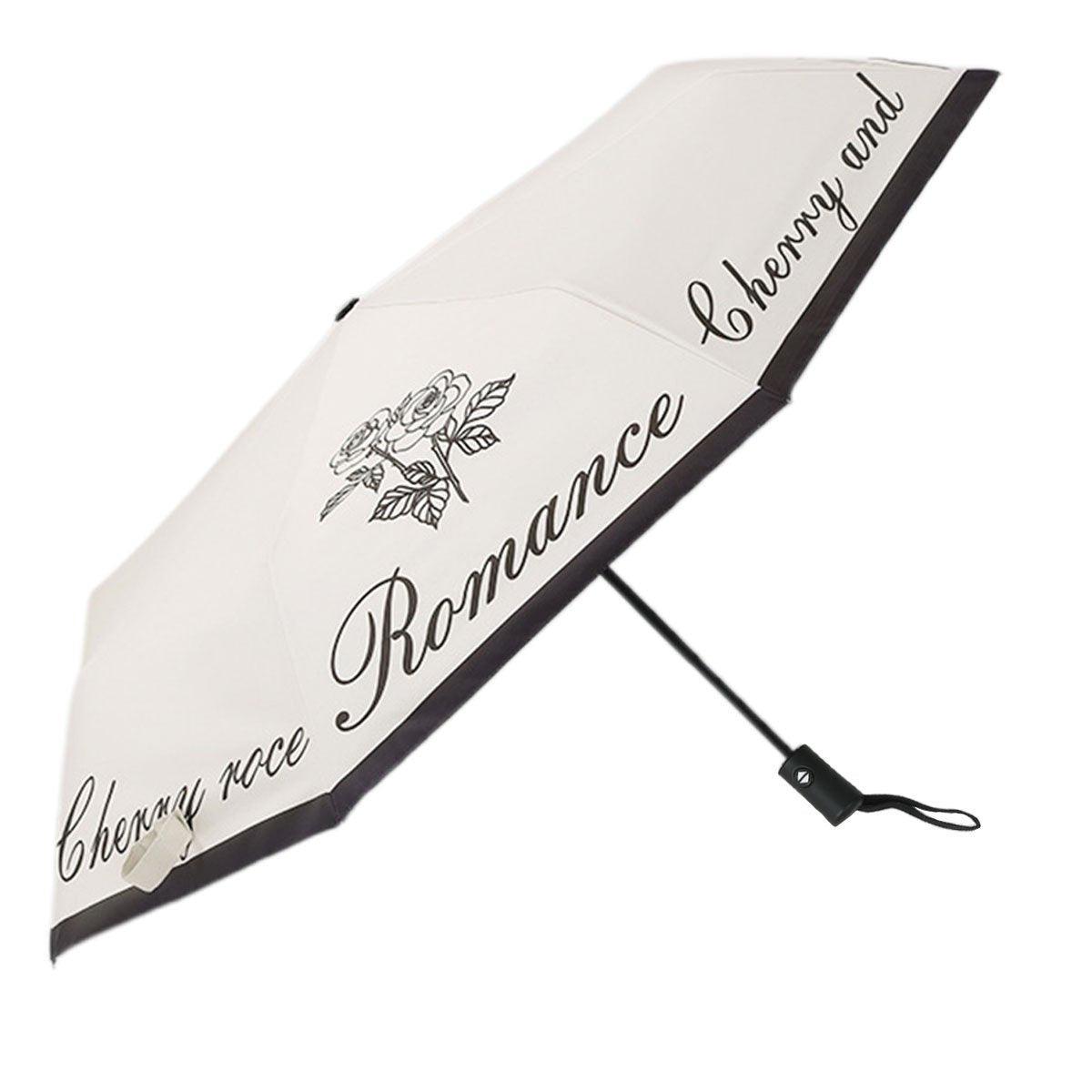 Vintage Rose UV Protection Automatic Manual Tri-fold Sun Rain Umbrella Sunshade - Automatic