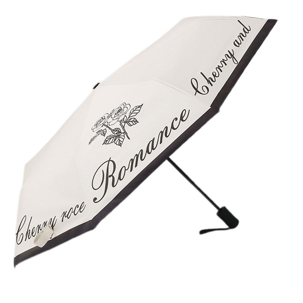 Vintage Rose UV Protection Automatic Manual Tri-fold Sun Rain Umbrella Sunshade - Automatic