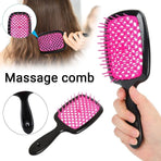 Detangling Hair Brush Hollow Vented Cushion Black and Rose Red, 1 Piece