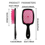 Detangling Hair Brush Hollow Vented Cushion Black and Rose Red, 1 Piece