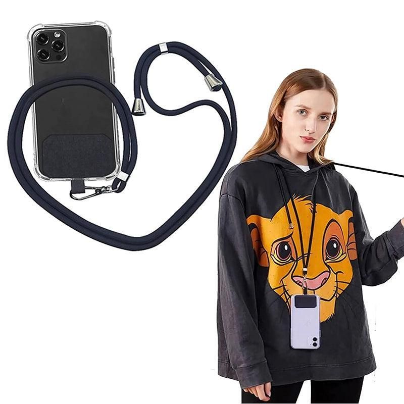 Adjustable Phone Lanyard with Patch for Most Cases Neck Strap Holder - Orange