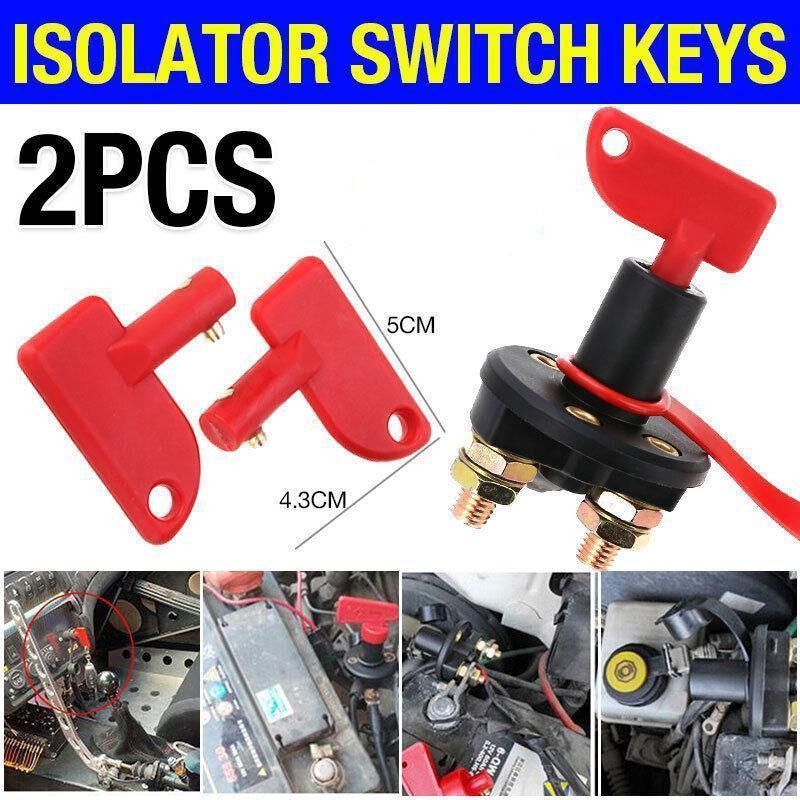 2Pcs Battery Car Off Spare Switch Universal Key Cut Power Isolator Kill Au Stock