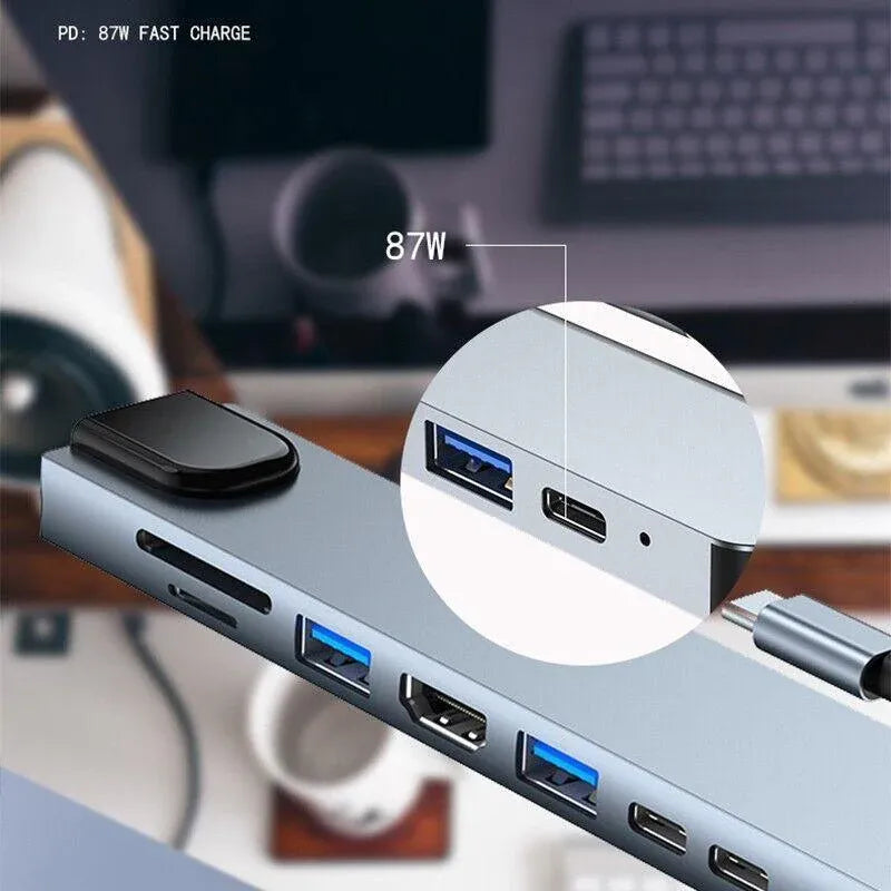 8/6/4-In-1 Usb-C Hub Adapter Type-C Hub Hdmi For Macbook Pro/Air Ipad Pro Laptop - 8-IN-1