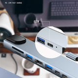 8/6/4-In-1 Usb-C Hub Adapter Type-C Hub Hdmi For Macbook Pro/Air Ipad Pro Laptop - 8-IN-1 - Close-Up Angle