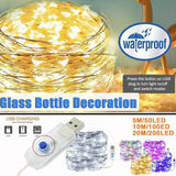 5M 10M 20M Usb Powered Copper Wire String Fairy Lights Xmas Wedding Party Home - Warm White(10m 100lights)