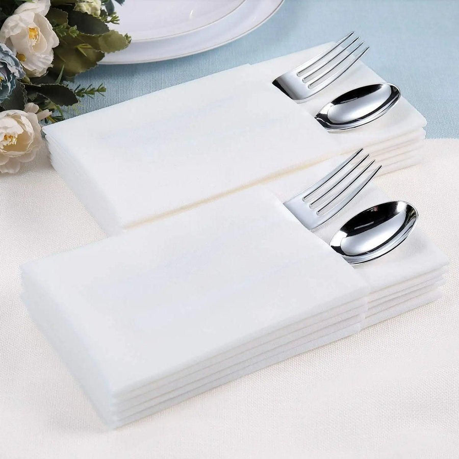 50/100PCS Disposable White Napkin Set Knife Fork Holder for Party Banquet Table - 50PCS
