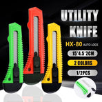 1/2/3PCS Utility Stanley Knife With Blades Blade Retractable Heavy Duty Box Cutter - 3Colour