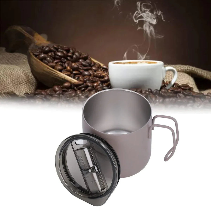 Stainless Steel Double Wall Coffee Cup Thermal Insulated Travel Mug Durable - Grey