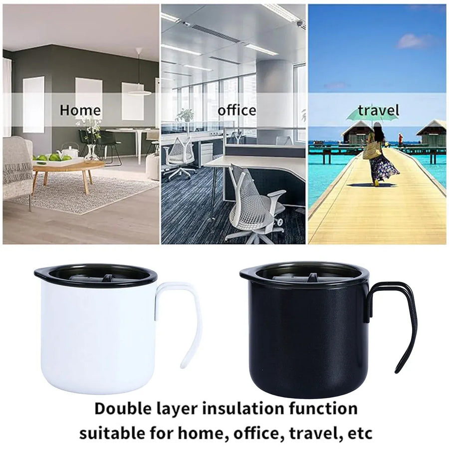 Vacuum Coffee Cup 320ml Stainless Steel Double Layer Insulated Mug for Travel - White