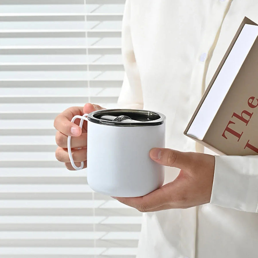 Vacuum Coffee Cup 320ml Stainless Steel Double Layer Insulated Mug for Travel - White