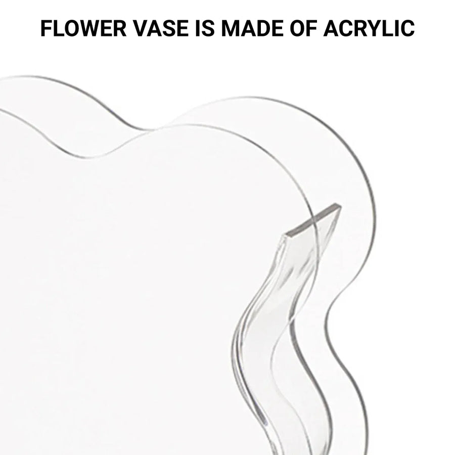 Creative Transparent Acrylic Vase Flower Ornament Dried Floral Display Tank - Wave pattern-Transparent