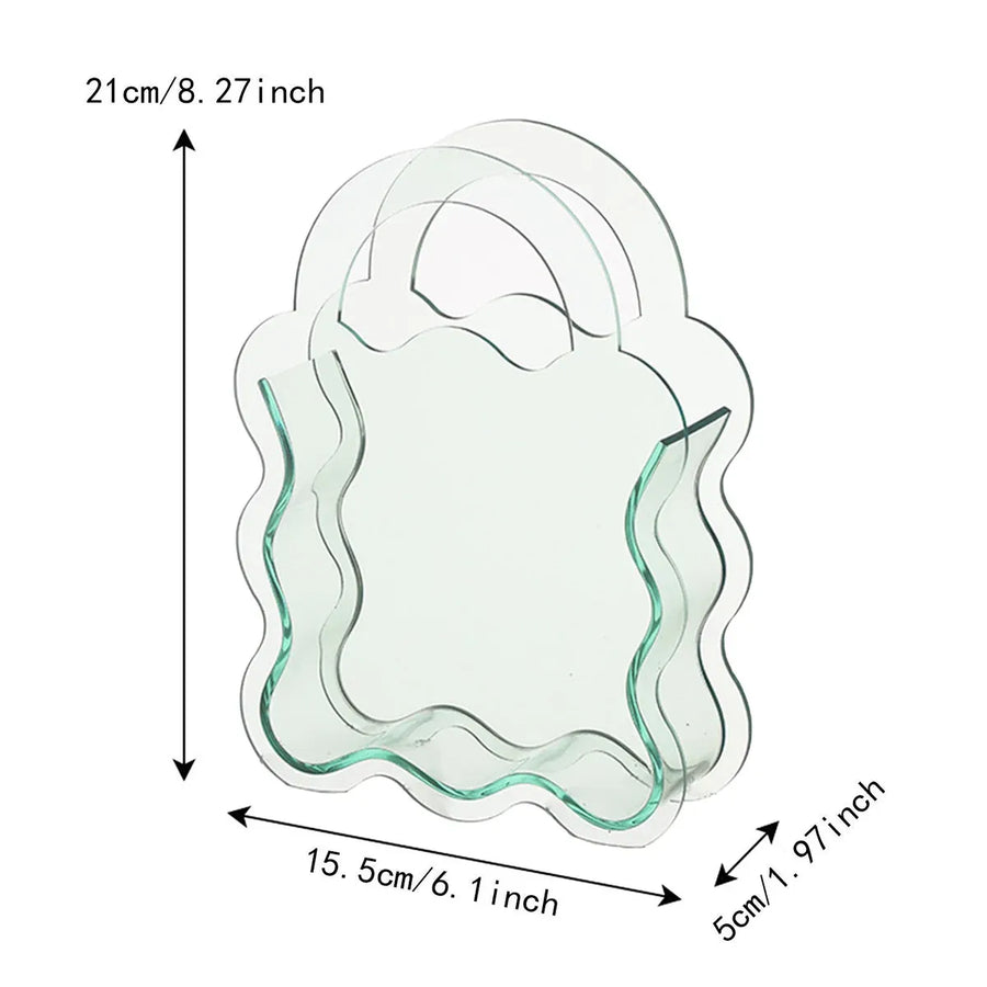 Creative Transparent Acrylic Vase Flower Ornament Dried Floral Display Tank - Handheld model-Green