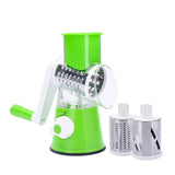 Kitchen Vegetable Fruit Slicer Cutter Shredder Food Manual Rotary Grater Chopper - Green - Rear View