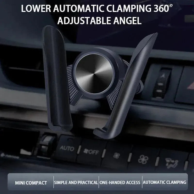 Gravity Phone Holder for Car Air Vent Mount Auto-Clamp Cradle Bracket - Black