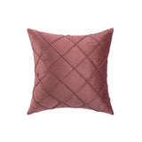 Velvet Cushion Cover Pleated Checked Plaid Plush Decorative Lounge Cushion Cover - White