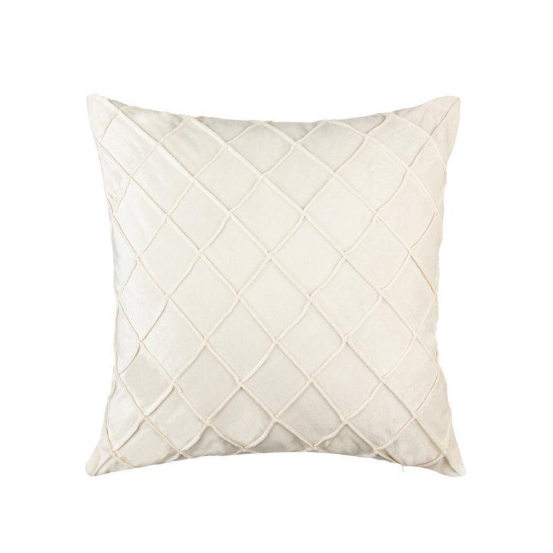 Velvet Cushion Cover Pleated Checked Plaid Plush Decorative Lounge Cushion Cover - White