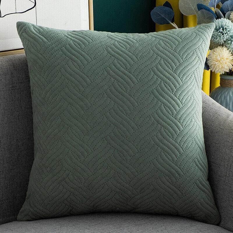 1PC Luxurious Modern Velvet Cushion Cover Soft Square Decorative Pillowcase Au - Green