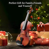 Beginner Violin 4/4 Set Durable Linden Wood for Kids Adults Learning - Low Angle