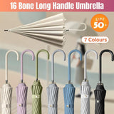 Large 16 Bone Automatic Umbrella Unisex Long Handle Dual Use Rain Sun Umbrella - Green