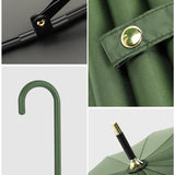 Large 16 Bone Automatic Umbrella Unisex Long Handle Dual Use Rain Sun Umbrella - White - Extra Image