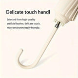 Large 16 Bone Automatic Umbrella Unisex Long Handle Dual Use Rain Sun Umbrella - White - 45-Degree Angle