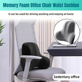 Office Chair Back Support Lumbar Cushion Seat Memory Foam Lumbar Pillow Comfort - Grey