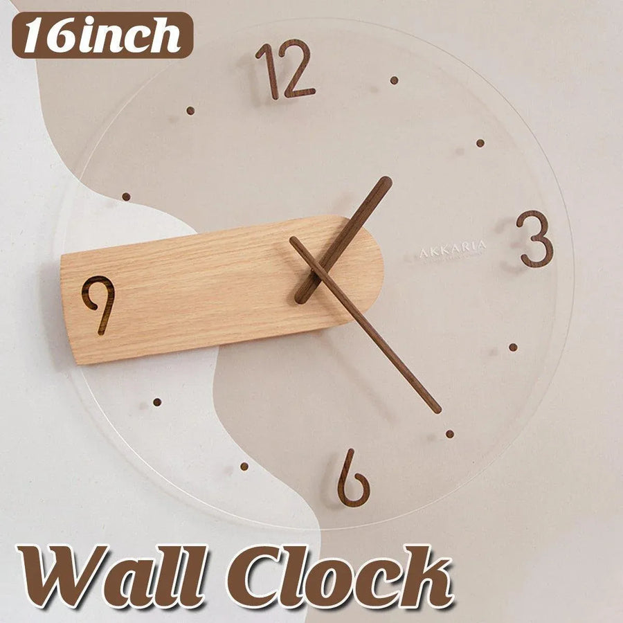 Modern Solid Wood Wall Clock Decorative Home Clock for Living Room Bedroom