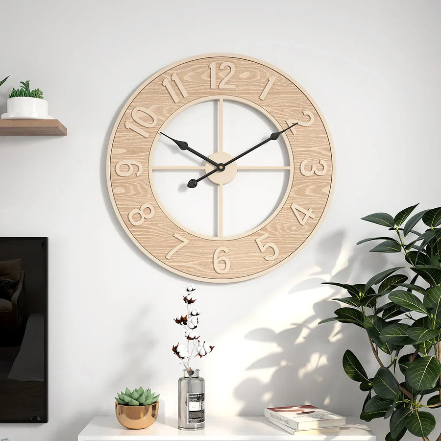 Living Room Wooden Clock Home Silent Clock Wall Mounted For Home Decoration