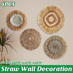 Grass Woven Wall Decor Bohemian Style Round Hanging For Bedroom Dining Room