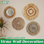 Grass Woven Wall Decor Bohemian Style Round Hanging For Bedroom Dining Room
